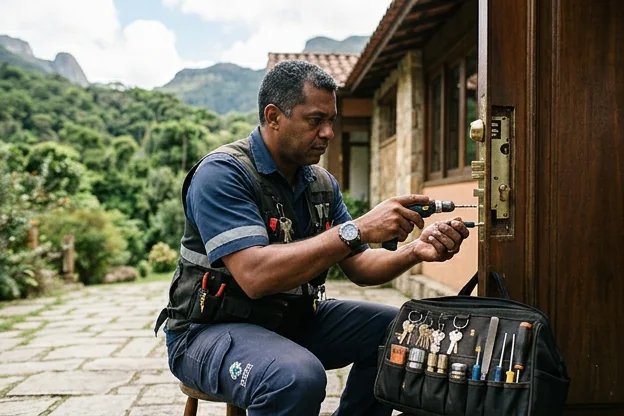 Chaveiro realizando serviços de segurança em Teresópolis.